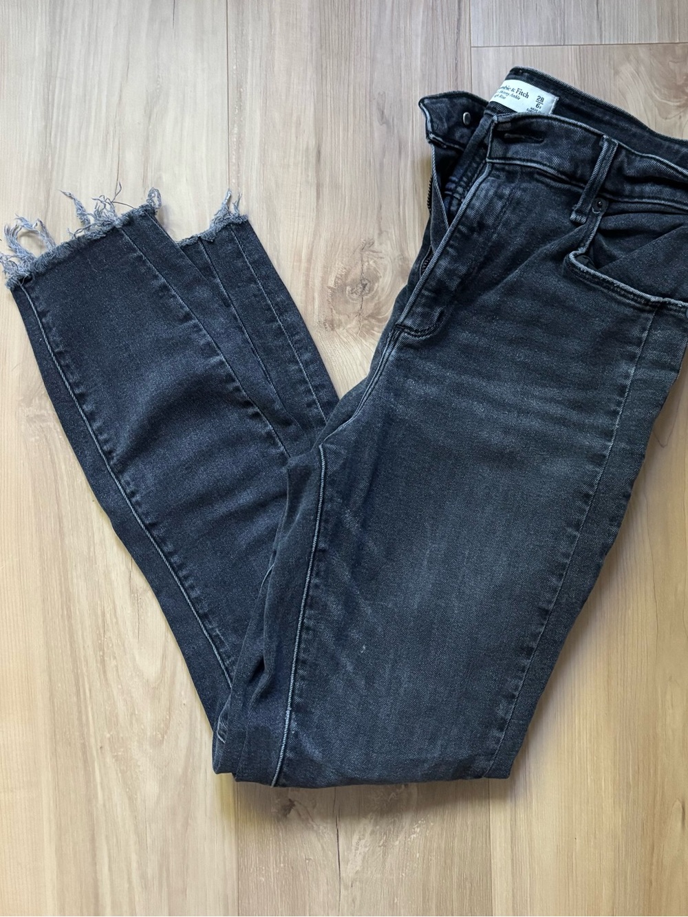 Abercrombie & Fitch super skinny ankle high rise raw hem jeans